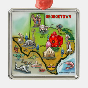 Georgetown Texas Cartoon Karte Ornament Aus Metall
