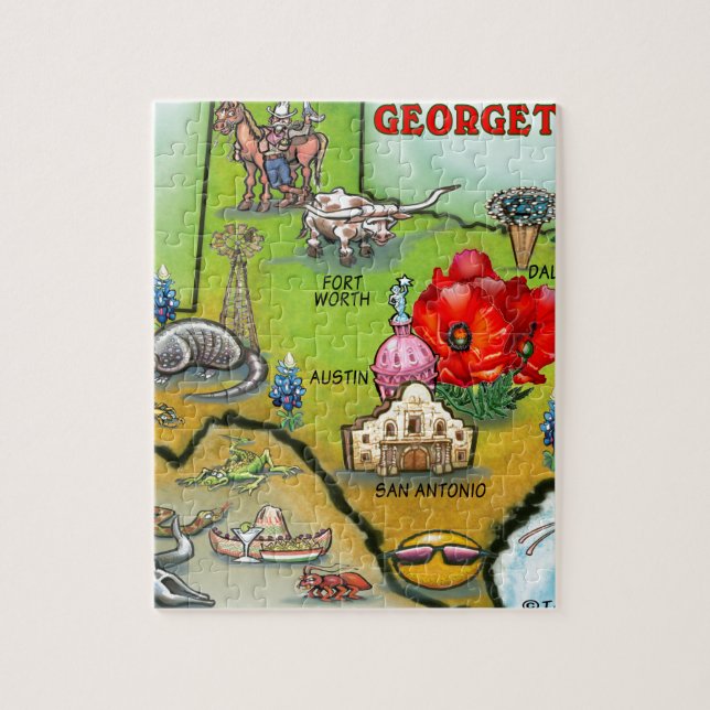 Georgetown Texas Cartoon Karte Puzzle (Vertikal)