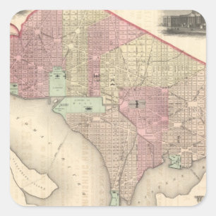 Georgetown und die Stadt von Washington Quadratischer Aufkleber