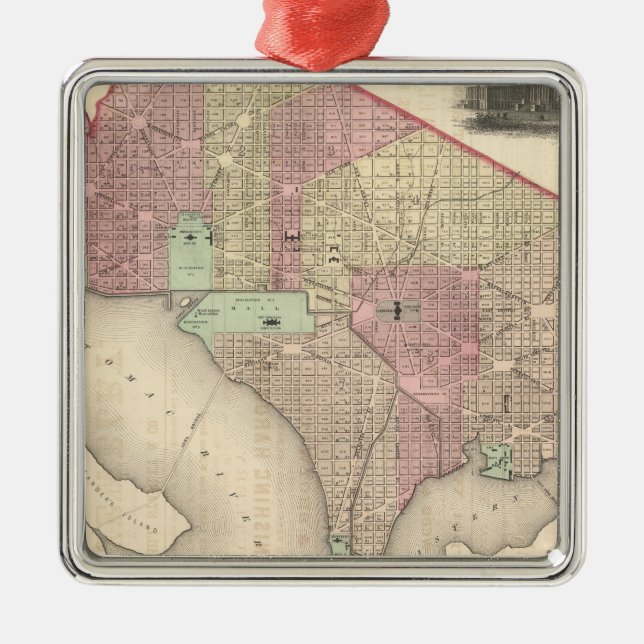 Georgetown und die Stadt von Washington Silbernes Ornament (Vorne)