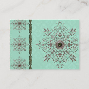 GEORGETTE BROKAT, VINTAG im AQUA und in der OLIVE Visitenkarte