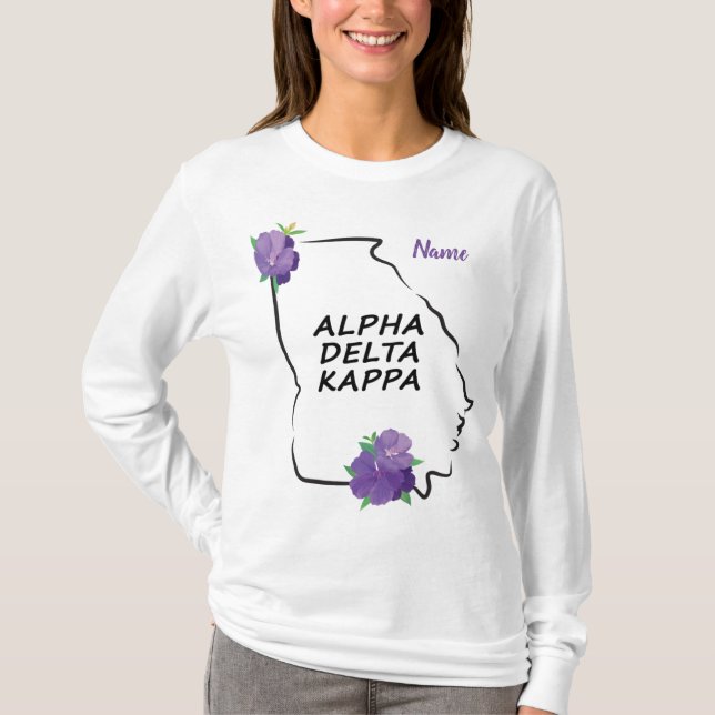 Georgia Alpha Delta Kappa Tshirt Lässig mit Name (Vorderseite)