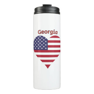 Georgia American Flag Heart Thermosbecher
