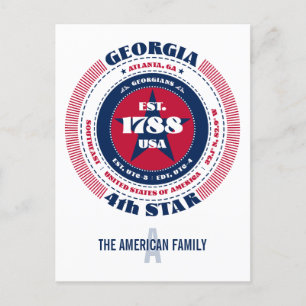 Georgia, Atlanta GA, Patriotic, Monogramm Postkarte