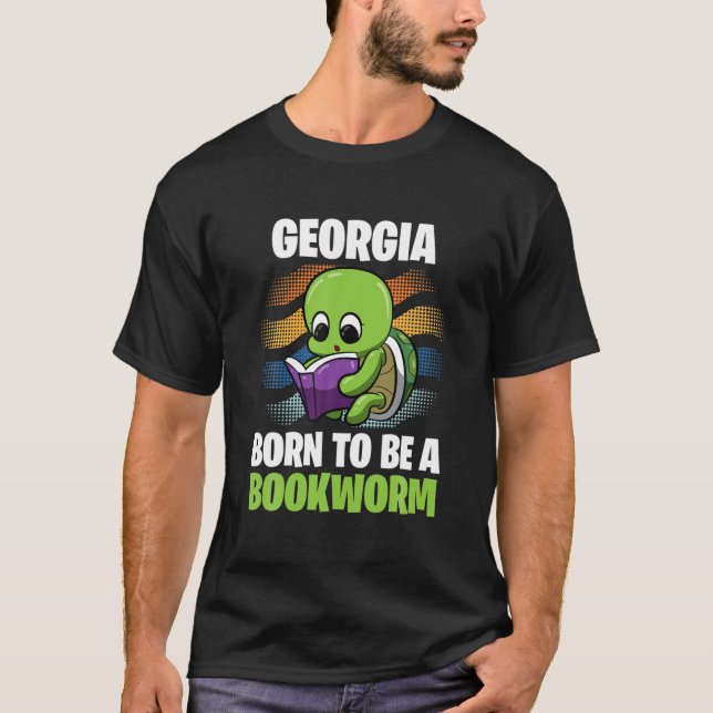 Georgia - Born To Be A Bookworm - Personalized T-Shirt (Vorderseite)