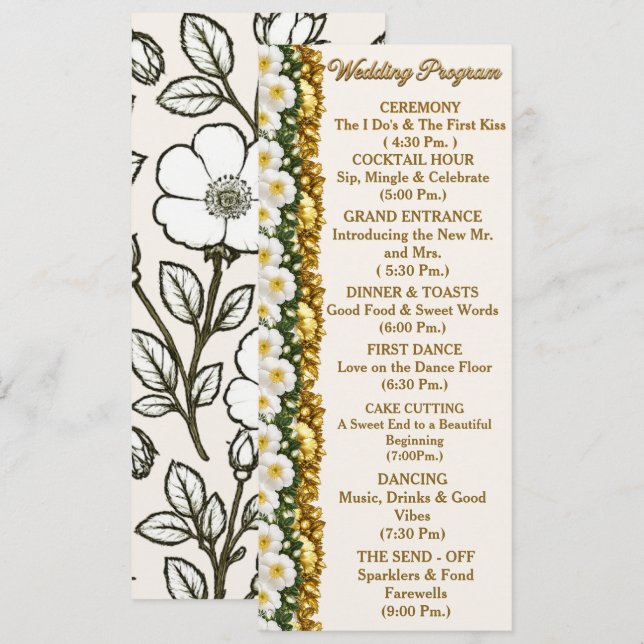 Georgia Cherokee Rose Hochzeitsprogrammkarte Programm (Vorne/Hinten)