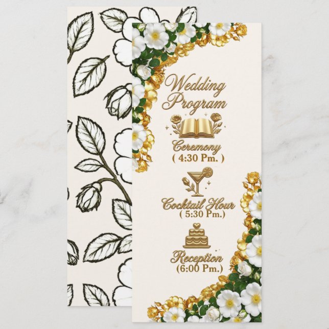 Georgia Cherokee Rose Hochzeitsprogrammkarte Programm (Vorne/Hinten)