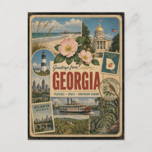 Georgia Echtes Vintage-Style Postkarte