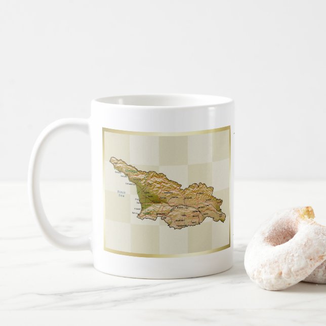 Georgia-Flagge + Karten-Tasse Kaffeetasse (Mit Donut)
