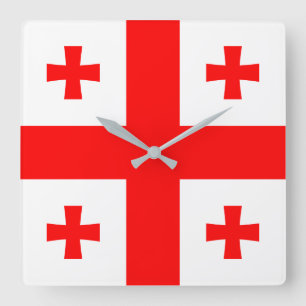 Georgia-Flagge Quadratische Wanduhr
