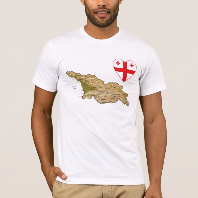 Georgia-Flaggen-Herz und Karten-T - Shirt (Vorderseite)