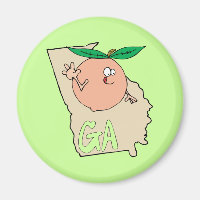 Georgia GA Cartoon Map mit lustigem Lächeln Pfirsi
