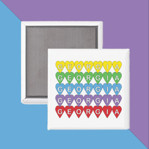 Georgia-Herzen im Regenbogenmuster Magnet