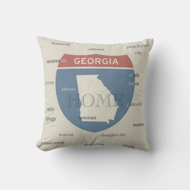 Georgia Home Throw Pillow with Cities – Custom Kissen (Vorderseite)