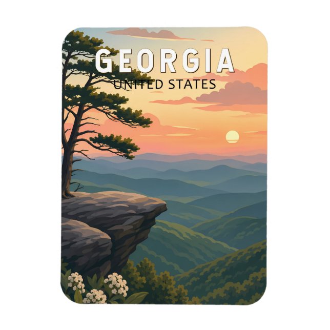 Georgia Illustration Reise Kunst Vintage Magnet (Vertikal)