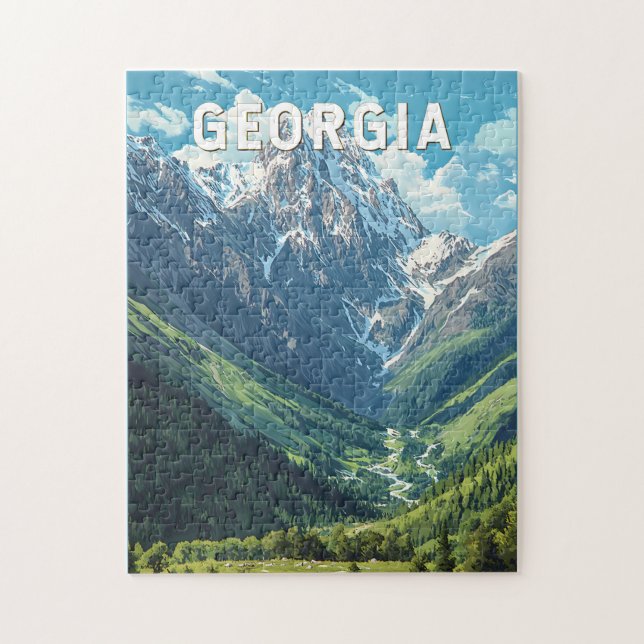 Georgia Illustration Travel Art Vintag Puzzle (Vertikal)