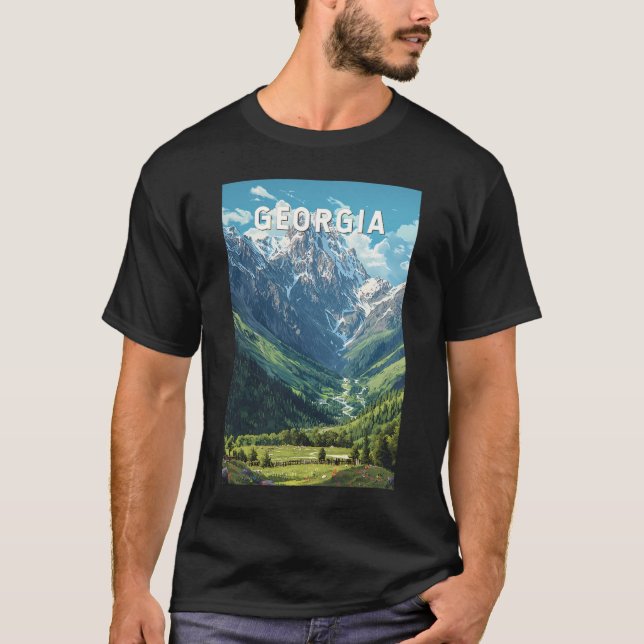Georgia Illustration Travel Art Vintag T-Shirt (Vorderseite)