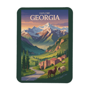 Georgia Kaukasus Berge Reisen Kunst Vintag Magnet