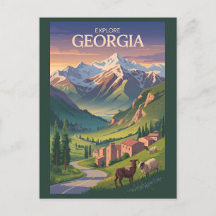 Georgia Kaukasus Berge Reisen Kunst Vintag Postkarte