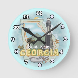 Georgia Leuchtturm Runde Wanduhr