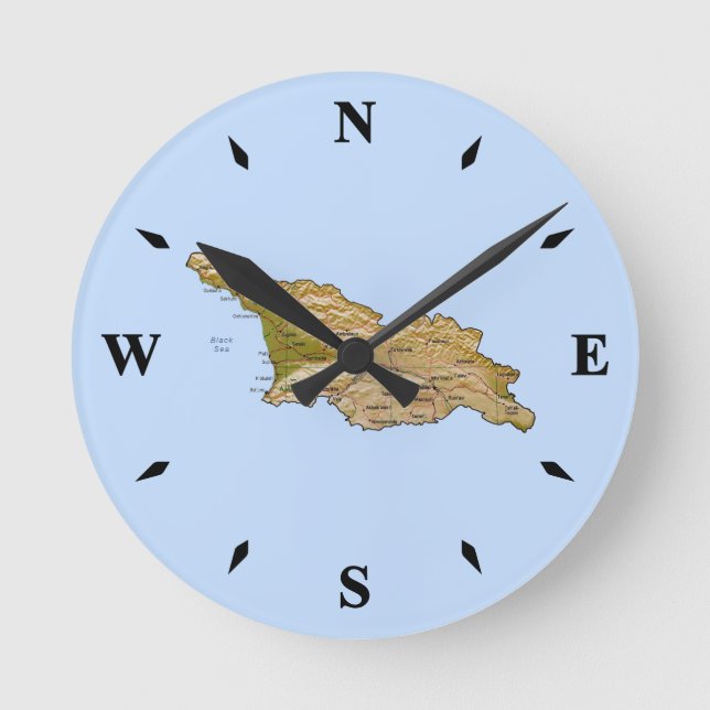 Georgia Map Clock Runde Wanduhr (Vorderseite)