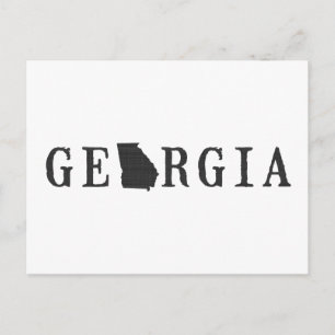 Georgia Map Shaped Letter Staat Word Art Black Postkarte
