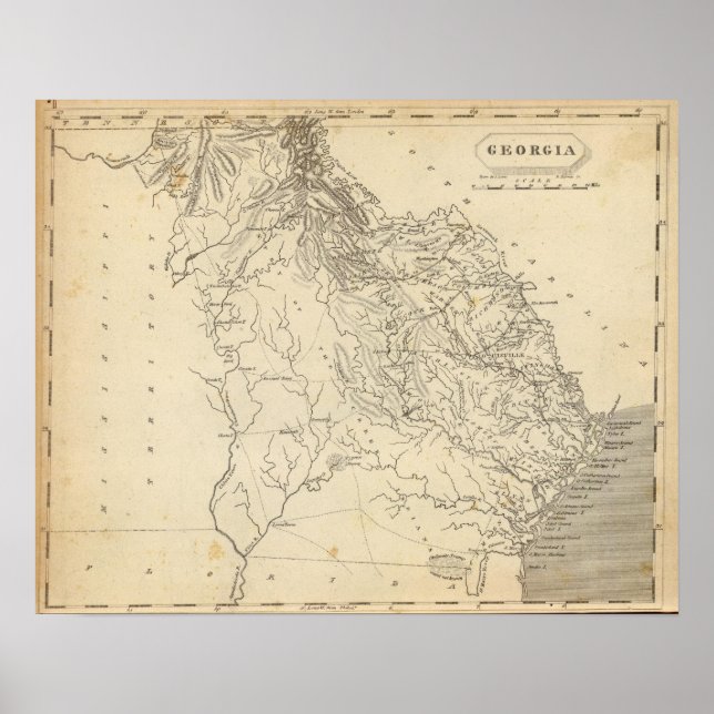 Georgia Map von Arrowsmith Poster (Vorne)