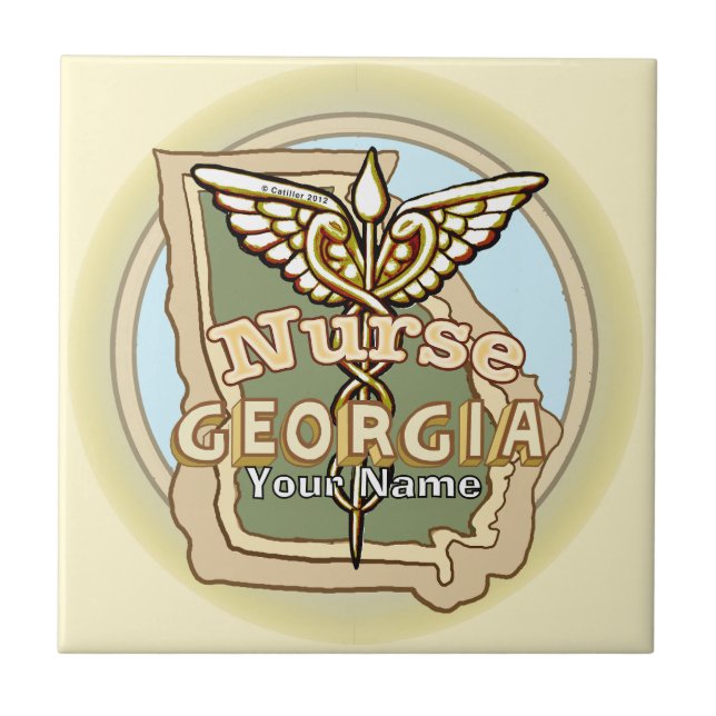Georgia Nurse Caduceus Tile Fliese (Vorderseite)