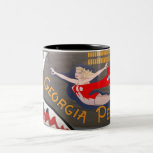 Georgia Peach B-24 Nasenbemalung (Vintage Rumpf) Zweifarbige Tasse