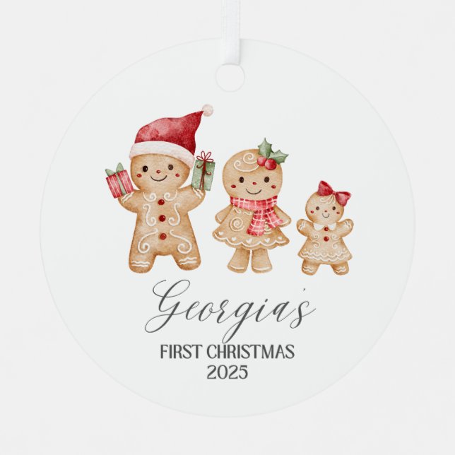 Georgia Personalized Baby's First Christmas Ornament Aus Metall (Vorderseite)