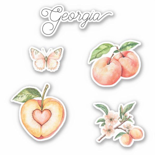 Georgia Pfirsich-Herz-Frucht Aufkleber (Vorderseite)