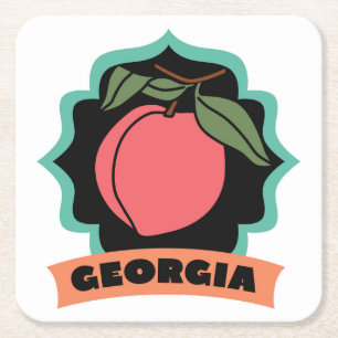 Georgia-Pfirsich-Logo Rechteckiger Pappuntersetzer