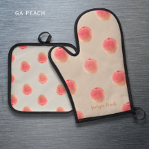 Georgia-Pfirsich-Muster-Ofenhandschuh- und Topflap