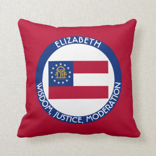 Georgia-Pfirsich-Staats-personalisierte Flagge Kissen
