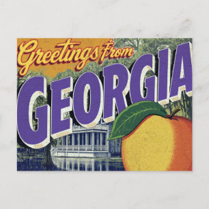 Georgia-Pfirsich und -Herrenhaus Postkarte