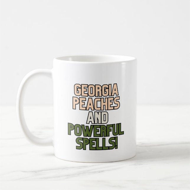 Georgia Pfirsiche und Georgia Hexen Hexerei Spaß Kaffeetasse (Links)