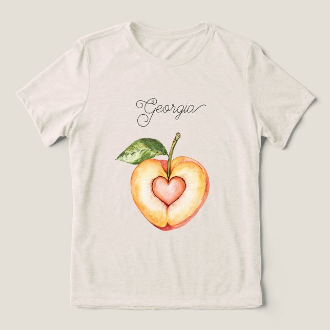 Georgia Pfirsichherz Frucht Tri-Blend Shirt (Design Vorderseite)