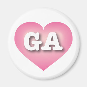 Georgia Pink Fade Heart - I Liebe GA Magnet