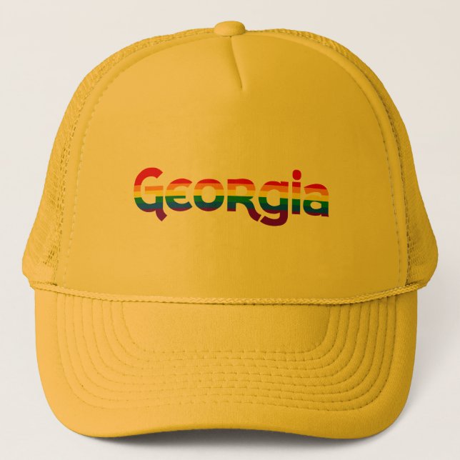 Georgia Rainbow Text Hat Truckerkappe (Vorderseite)