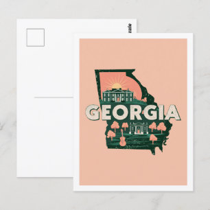 Georgia Retro-Reise-Design Ikonische US-Bundesstaa Postkarte