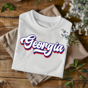 Georgia Rot Weiß Blau Vintage-Script-T-Shirt T-Shirt