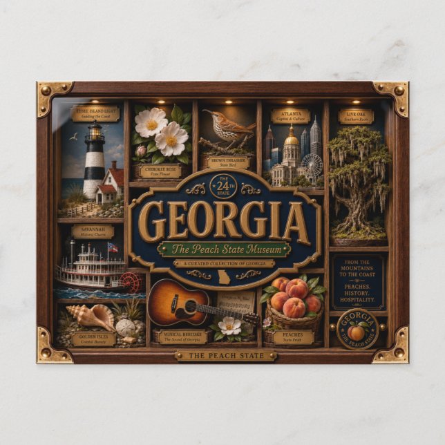 Georgia Shadow Box 3D Figurine Staat Postkarte (Vorderseite)