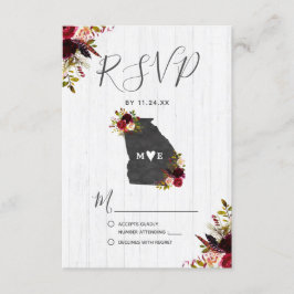 Georgia Staat Destination Rustic Wedding RSVP Karte