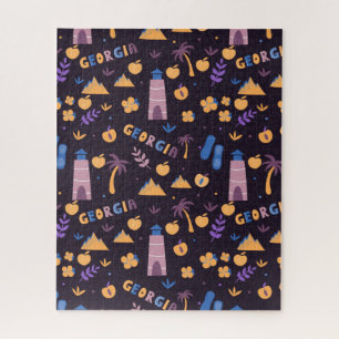 Georgia Staat Symbols - Peach, Watertower, Blume Puzzle