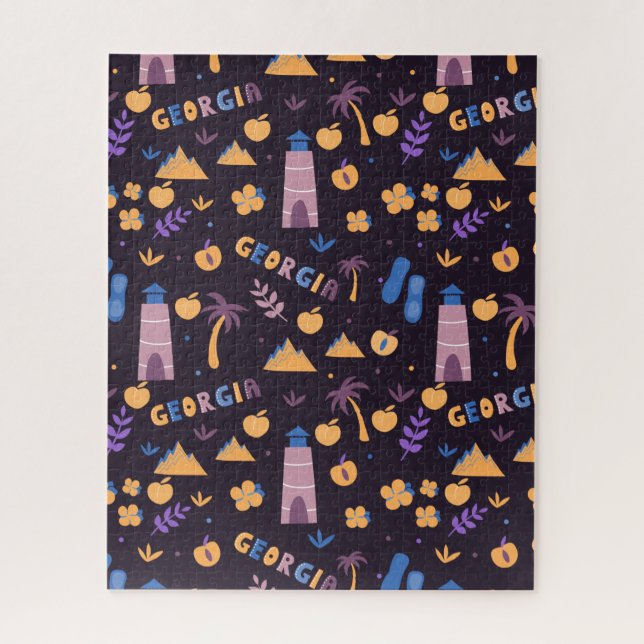 Georgia Staat Symbols - Peach, Watertower, Blume Puzzle (Vertikal)