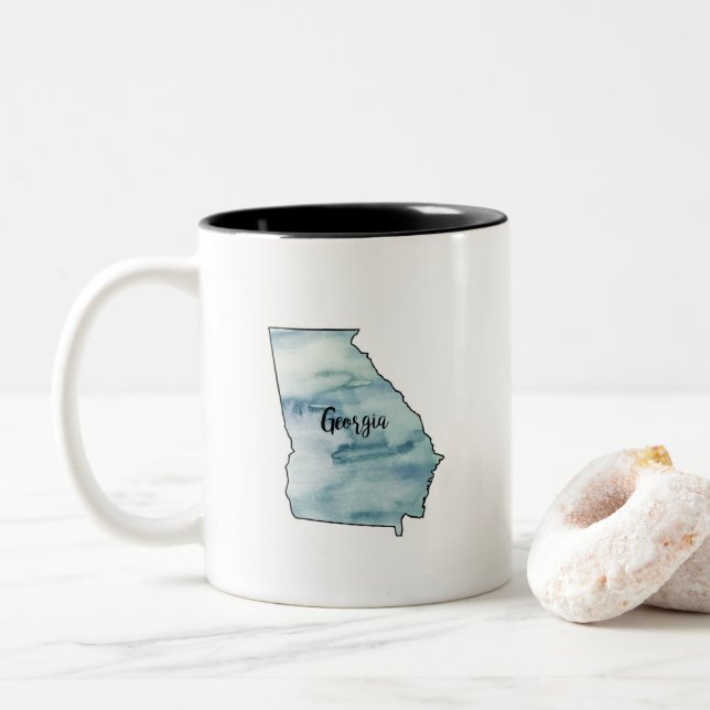 Georgia Staaten Map Watercolor Zweifarbige Tasse (Mit Donut)