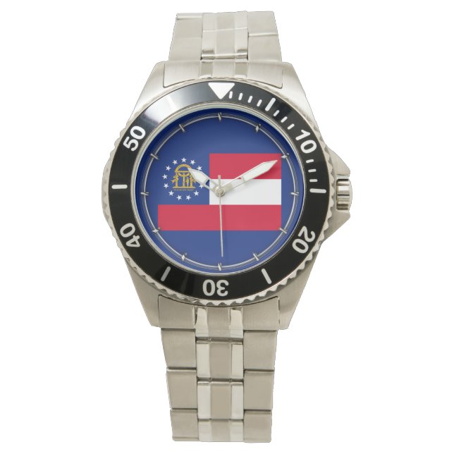Georgia State Flag Design Armbanduhr (Vorderseite)