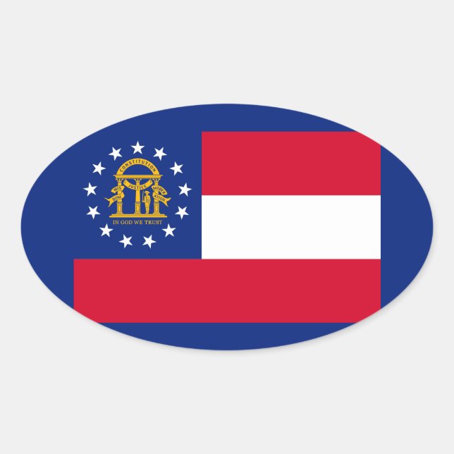 Georgia State Flag Design Ovaler Aufkleber (Vorderseite)
