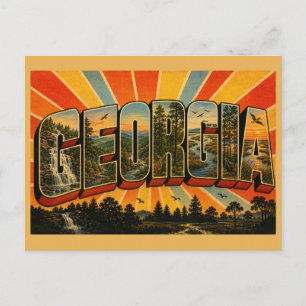 Georgia State Mountain Wasserfall Wald Kunst Postkarte