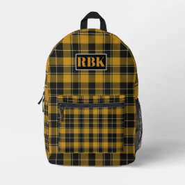 Georgia Tartan Plaid navy blue, old gold, white Bedruckter Rucksack